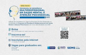 Prefeitura abre Residência em Saúde Mental para enfermagem, psicologia e serviço social