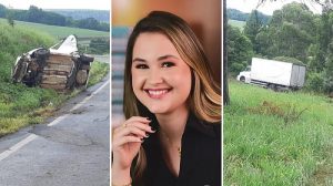 Após carro capotar, casal de Dourados é atropelado por caminhão e mulher morre